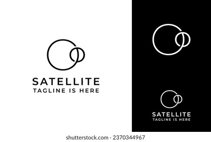 Plantilla de promoción de marca con logotipo espacial mundial para el satélite Cosmos Circle Sphere de órbita planetaria simple 