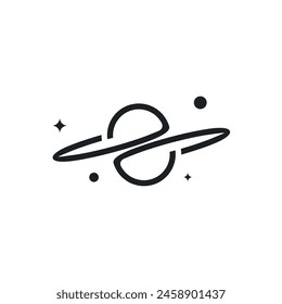 Simple planet outline logo design. Premium Vector