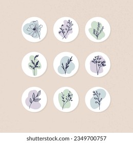 Simple plant abstract shape highligh cover vector collection