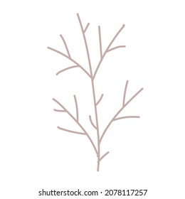 Simple plant decoration in doodle style. Simple decor for a festive Christmas and New Years. Vector illustration isolated on white background.