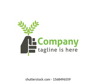 Simple Plant in Hand Logo