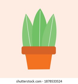 Simple ilustración de planta vector diseño plano Plantas verdes en maceta de barro marrón planta de paz para decoración y concepto estético, planta encantadora para jardinería y sala de estar