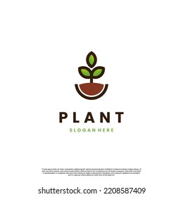 simple plant logo design illustration