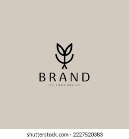Plantilla de diseño de logotipo mínimo para planta simple