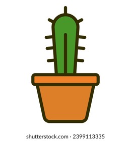 Cacerolazo de planta simple e icono de cactus. Vector.