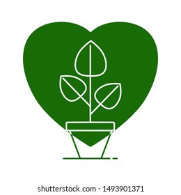 Simple plant in a pot. Flat style.