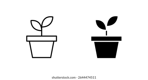 Simples conjunto de ícones de vaso de planta representando jardinagem, natureza e crescimento orgânico. Ótimo para horticultura, plantas de interior e temas de sustentabilidade.