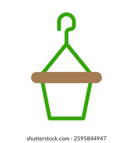 Simple Plant Pot Illustration in Green and Brown