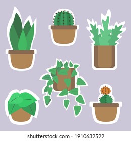 simple plant sticker and icon vector. Botanical icon vector.