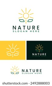 Simple Plant Sun Light Flower Logo Design Branding Template