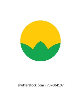 simple plant and sun symbol circle logo vector