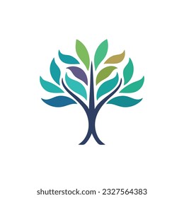 ramas simples de árboles de plantas naturaleza colorido logo ilustración de vector diseño