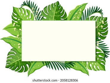 Simple plants and leaves frame banner illustration
