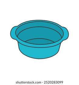 Ilustración vectorial de color lineal de lavabo de plástico simple, lavabo de lavandería, lavado de plástico aislado sobre fondo blanco