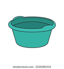 Ilustración vectorial de color lineal de lavabo de plástico simple, lavabo de lavandería, lavado de plástico aislado sobre fondo blanco