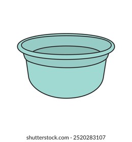 Simple plastic basin lineal color vector illustration, laundry basin, plastic wash isolated on white background