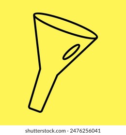 Icono de embudo de plástico simple, Vector de línea aislado sobre fondo amarillo. diseño moderno y de moda