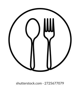 Plato simple con cuchara y tenedor utensilios para comer