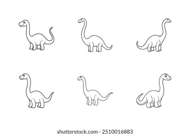 Simple Plateosaurus coloring book page line art, ideal for print-ready graphics on micro stock platforms.







