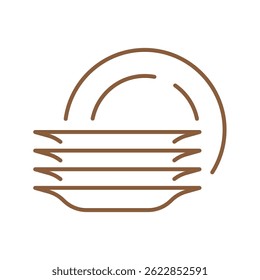 Simple plates line icons isolated on transparent background. Tableware linear icon for restaurant, café or home. Tower of plates vector illustration. Serving line icon. Editable stroke.