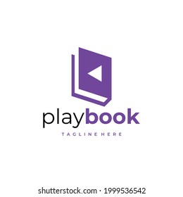 elementos de plantilla de diseño de logotipo de reproducción simple y libro