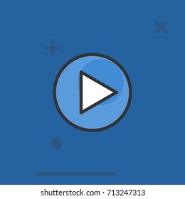 Simple play button icon on blue background