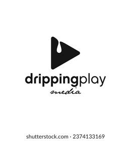 Simple play button with water drops logo design inspiration