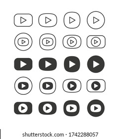 Simple Play buttons vector set isolated on white