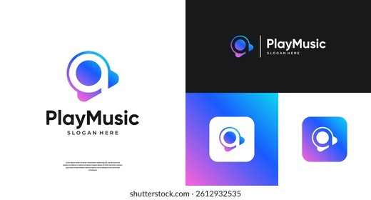 Simple play icon logo. Abstract media production logo template.