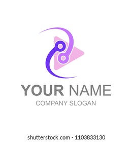 
simple play logo with modern look and technology, logo ready to use