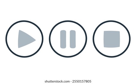 Simples tocar, pausar e parar ícone botões, perfeito para transmissão e projetos relacionados à mídia.