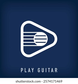 Simple play sign and guitar strings logo. Music corporate logo template. vector