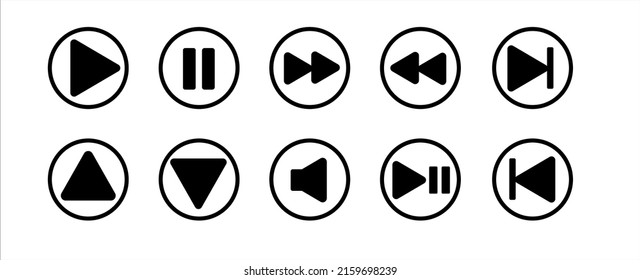 Simple player buttons icons set
