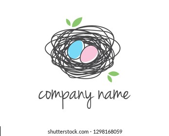 simple playful illustration nest and egg.