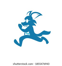 simple playful running fox mascot vector illustration
