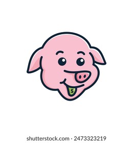 A simple playful yet fun pig head illustration with money comes out of its mouth. 