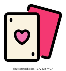 Simple Playing Cards Icon Showing Heart Suit and Game