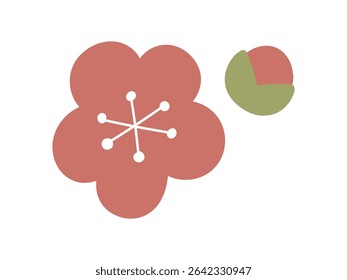 Simple plum blossom and bud illustration
