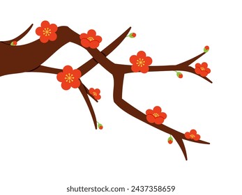 Simple plum blossom illustration, background material for New Year's cards
