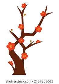 Ilustración simple de la flor del ciruelo, material de fondo para las tarjetas de Año Nuevo