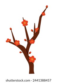 Simple plum blossom illustration, background material for New Year's cards