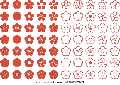 Simple plum blossom vector illustration set