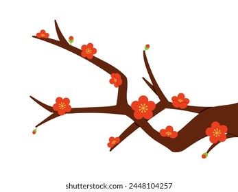 Einfache Pflaumenzweig-Illustration, Hintergrundmaterial für Neuen Jahreskarten