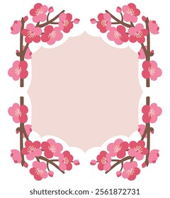 Simple plum branch vector frame