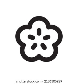 Simple plum flower icon, Vector outline icon on white background.	
