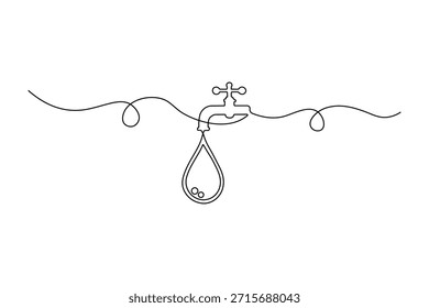 Ícone de encanamento simples com ilustração de linha de água pingando