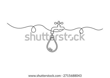 Simple plumbing icon with dripping water line illustration