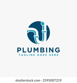 Simple Plumbing logo vector with plumbing pipe design