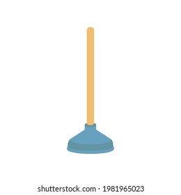 Simple plunger icon. Can be used as a symbol or sign. Cleaning service concept. Stock vector illustration isolated on white background. Flat cleaning item, handle plunger, cleaning of pipes, plumbing.