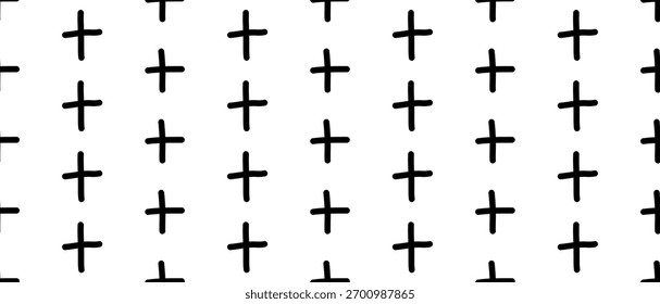 Simple plus pattern. Medical black and white seamless pattern